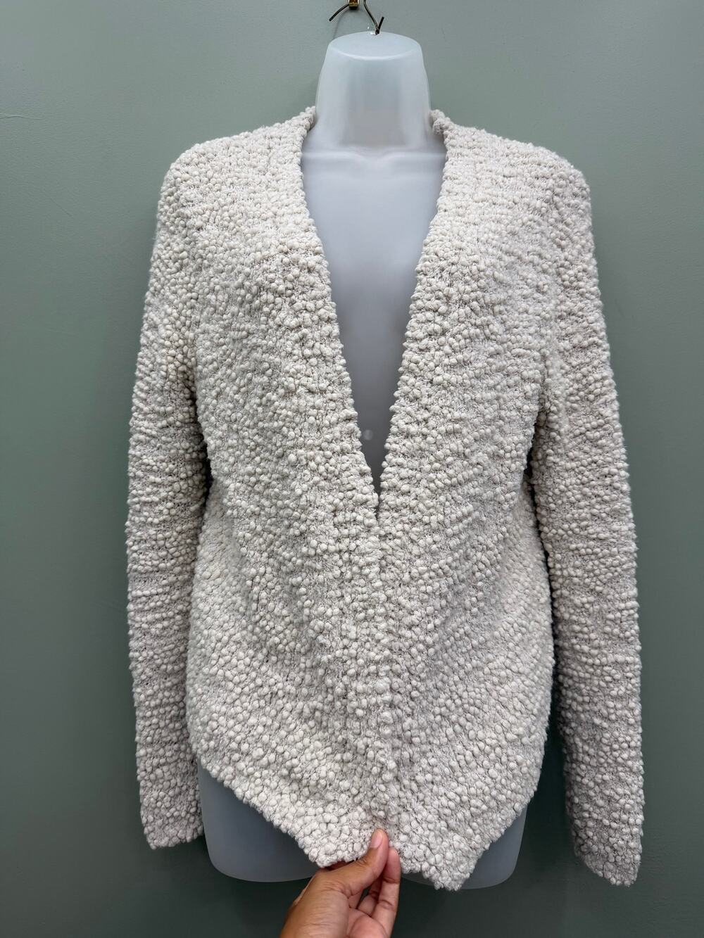 Barefoot Dreams XS Boucle Cardigan Cream Open Front Cozy Textured Sweater